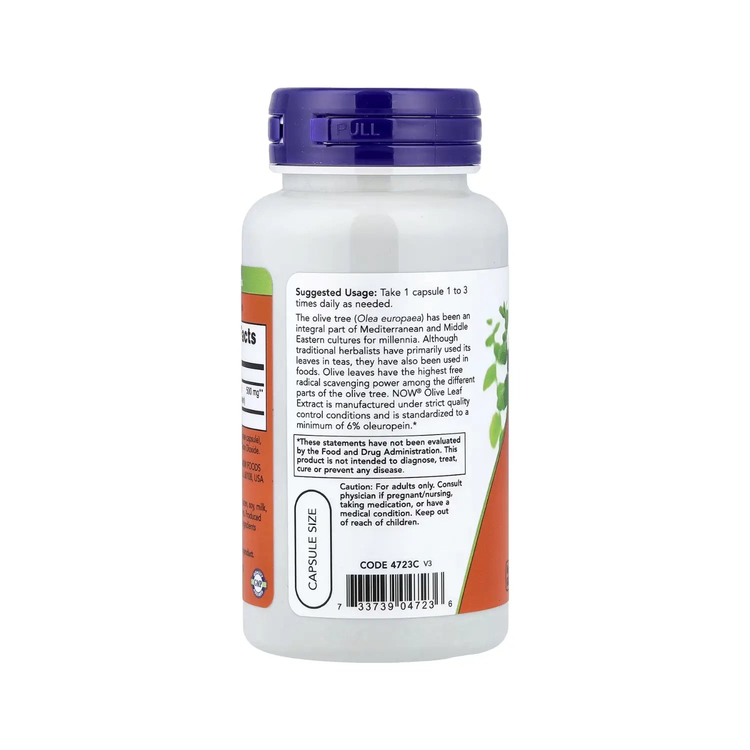 NOW Foods, Extracto de hoja de olivo, 500 mg, 60 vegcaps sfn