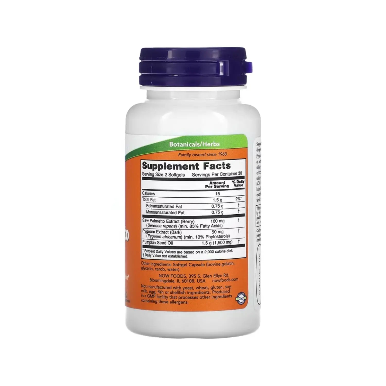 NOW Foods, Pygeum y palma enana americana, 60 softgel sfn