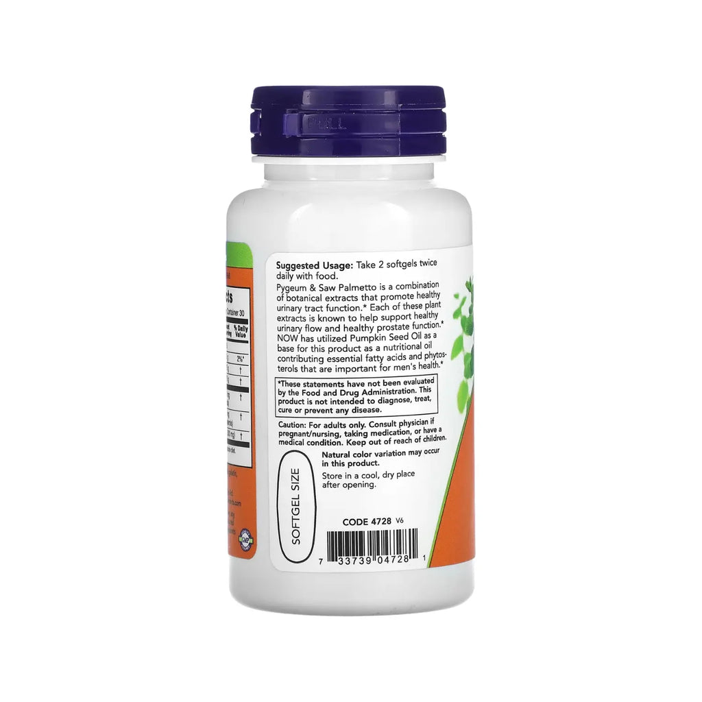 NOW Foods, Pygeum y palma enana americana, 60 softgel sfn