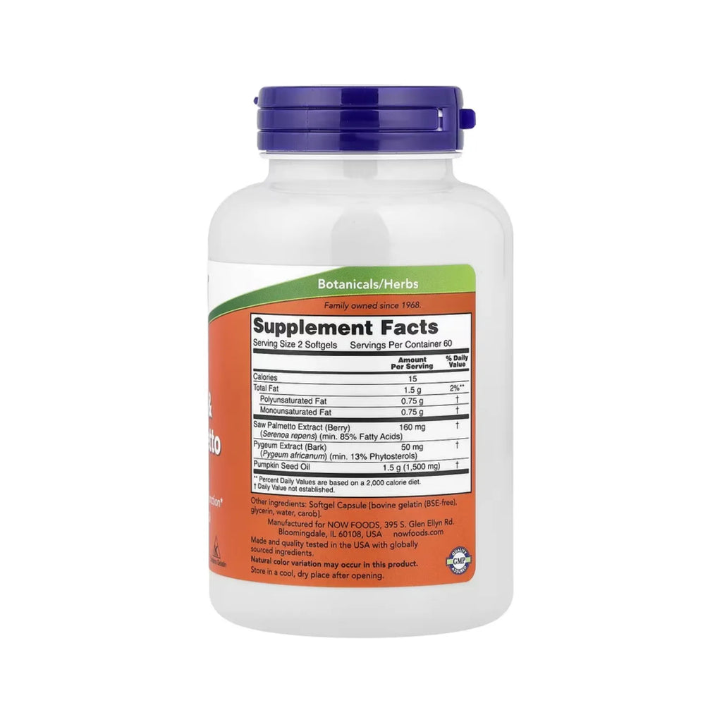 NOW FOODS PYGEUM & SAW PALMETTO SALUD MASCULINA 120CAPS SFN