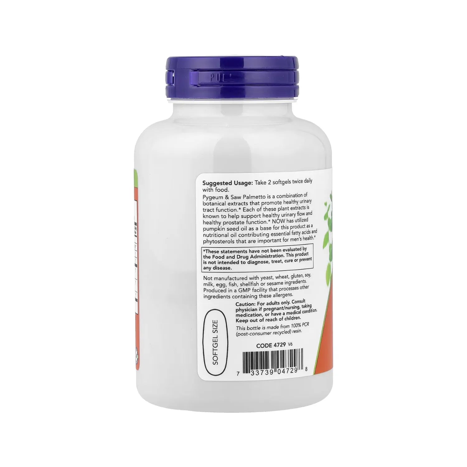 NOW FOODS PYGEUM & SAW PALMETTO SALUD MASCULINA 120CAPS SFN