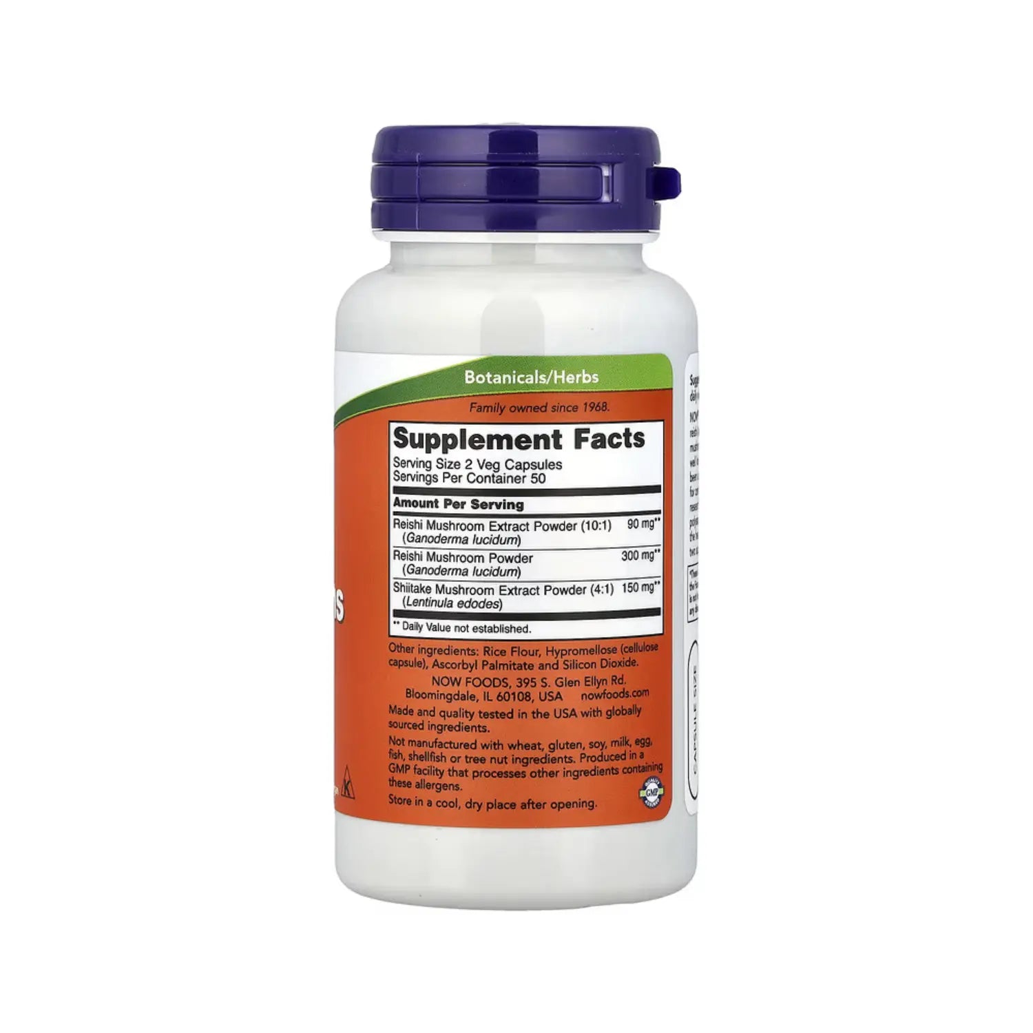 NOW FOODS HONGOS REISHI, 270 MG, 100 CÁPSULAS VEGETALES SFN