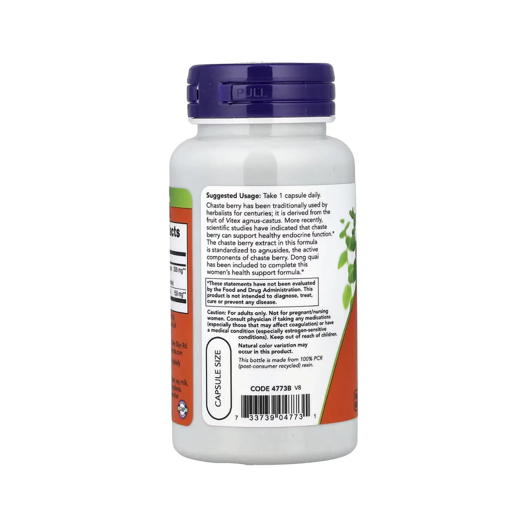 NOW FOODS, EXTRACTO DE SAUCEGATILLO VITEX 300 MG 90 CAPS SFN