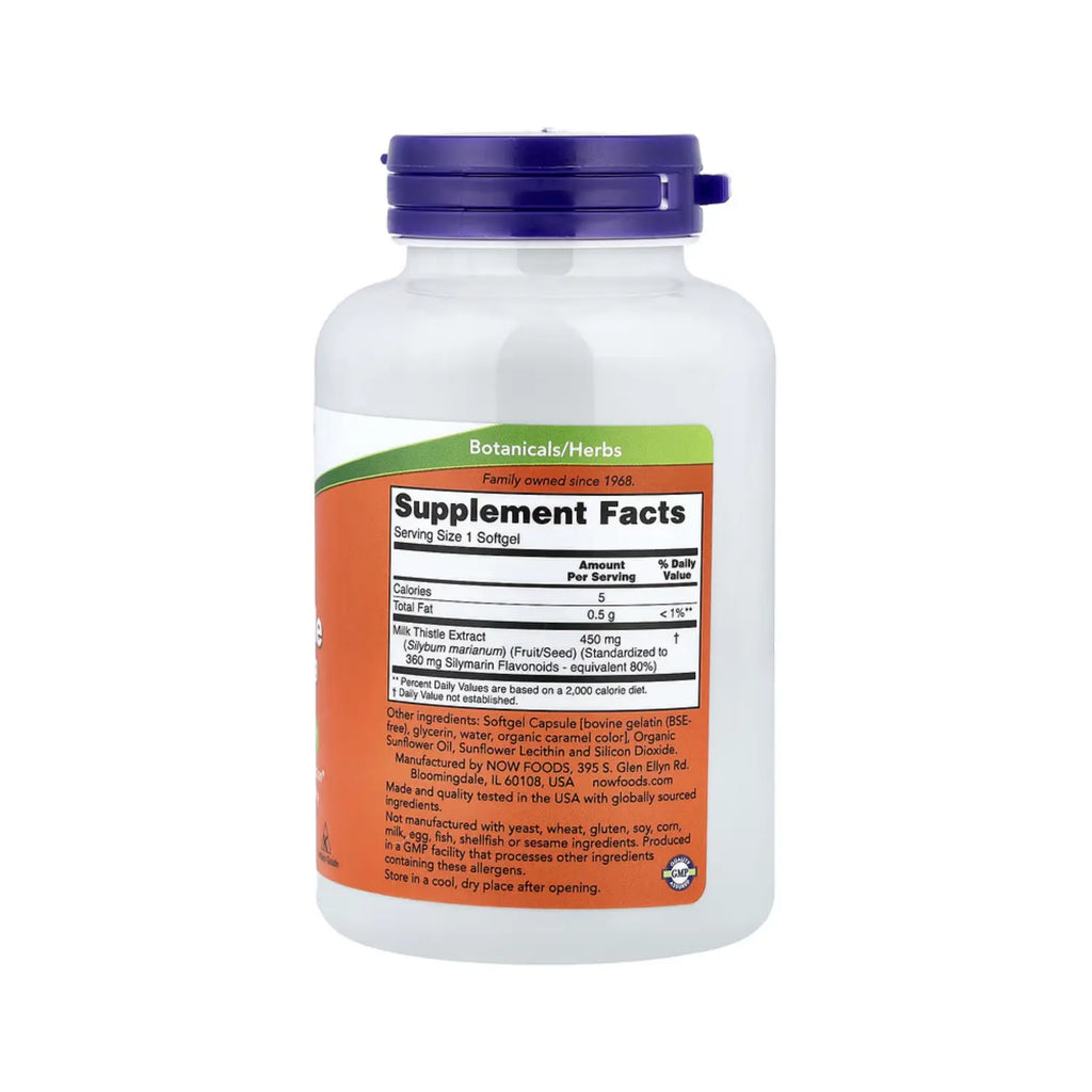 NOW Foods, Extracto de cardo mariano, 450 mg, 120 softgel sfn