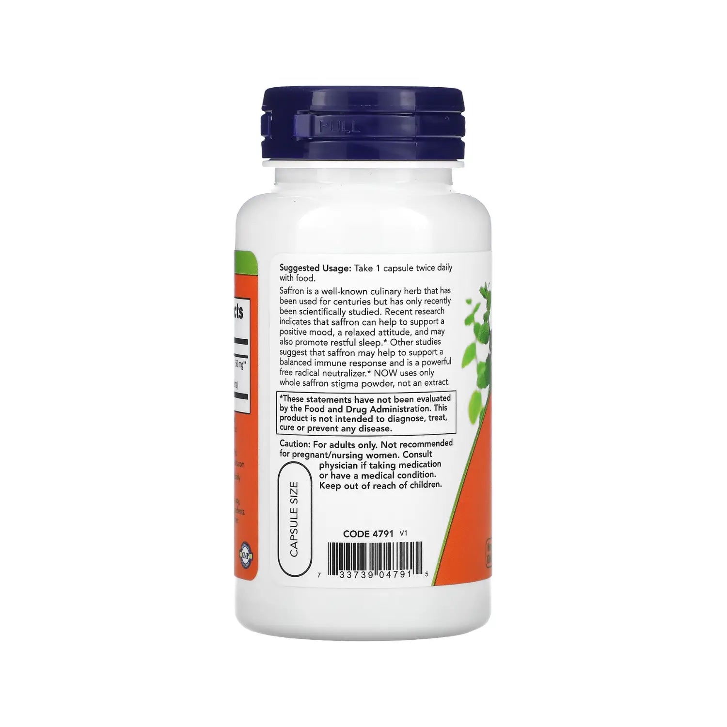 NOW FOODS AZAFRAN, 50 MG, 60 CAPSULAS VEGETALES SFN