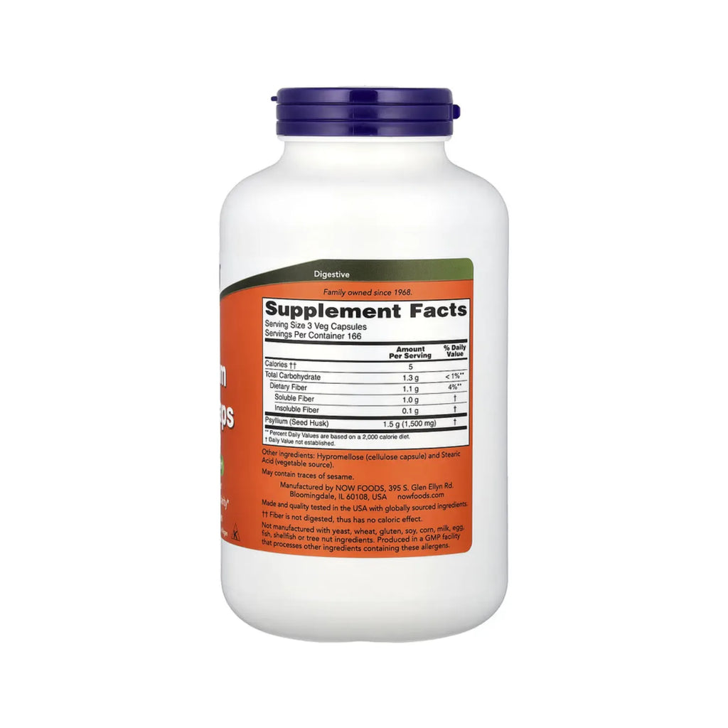 NOW FOODS, PSYLLIUM HUSK CAPS, 500 MG, 500 VEGCAPSULAS SFN