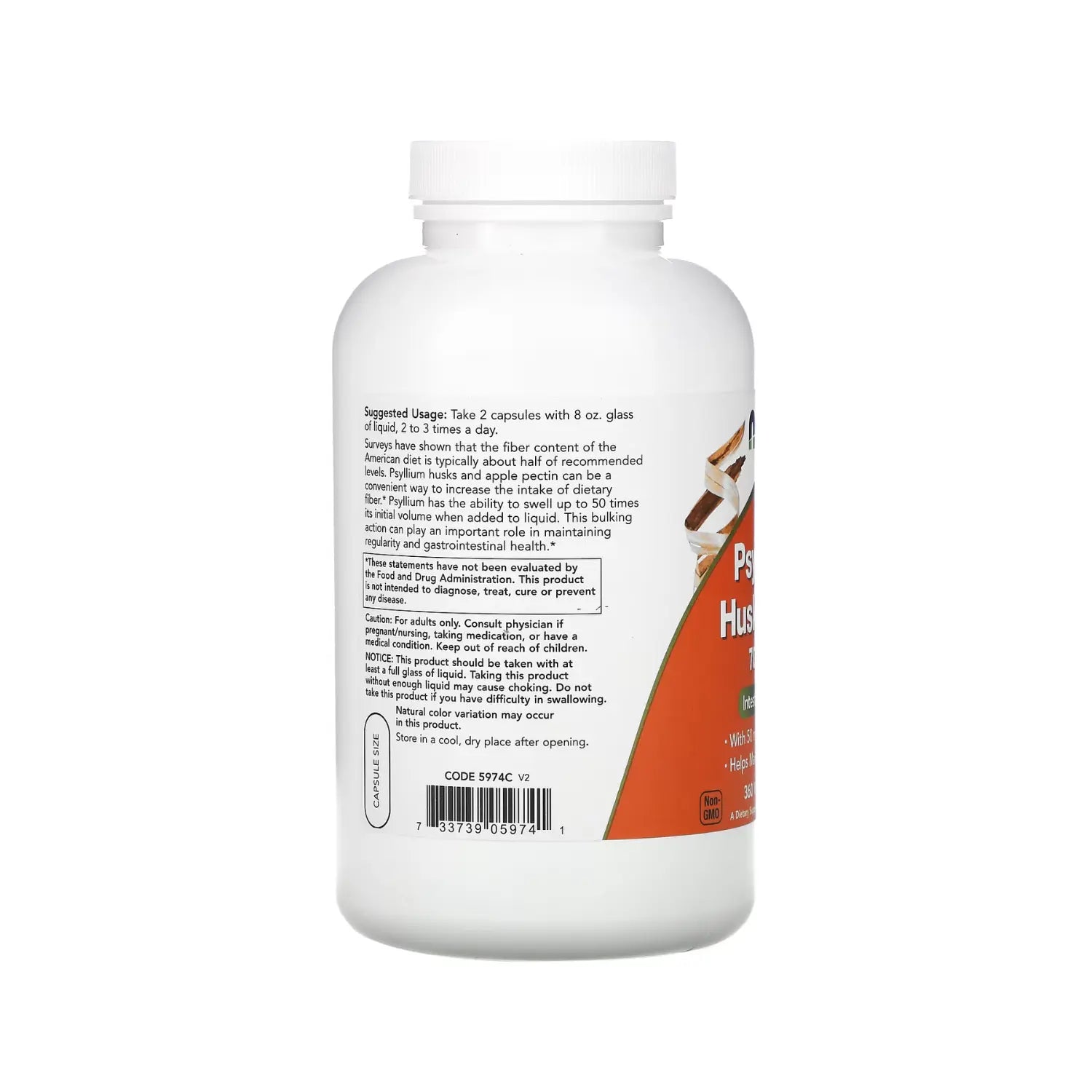 NOW Foods, Cápsulas de cáscaras de psilio, 700 mg, 360 vegcaps sfn