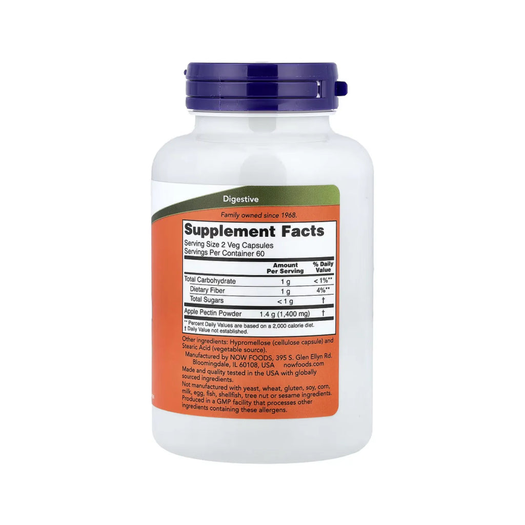 NOW FOODS PECTINA DE MANZANA 700 MG 120 CAPSULAS SFN