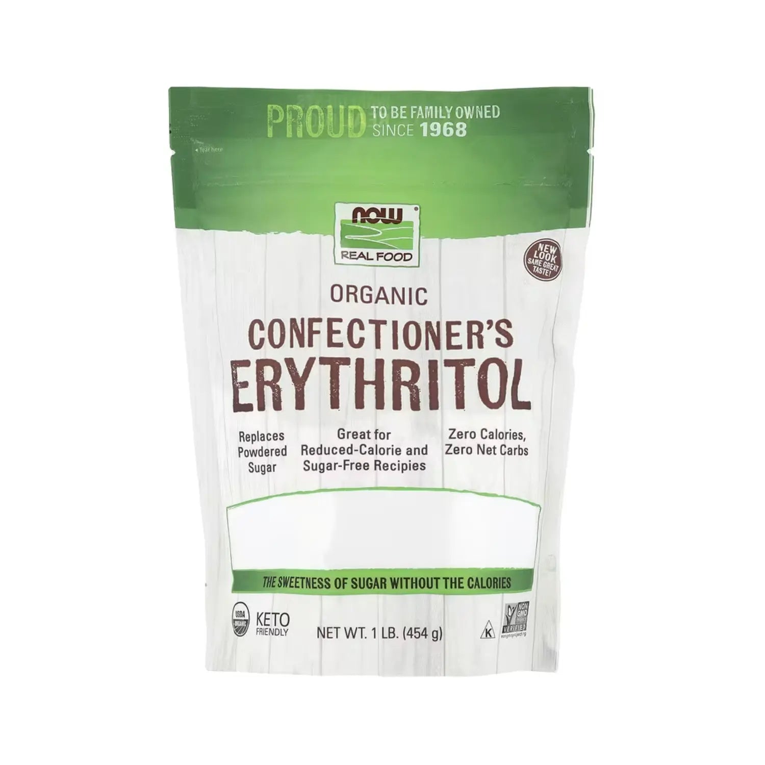 NOW Foods, Real Food, Eritritol en polvo orgánico, 454 g (1 lb) sfn