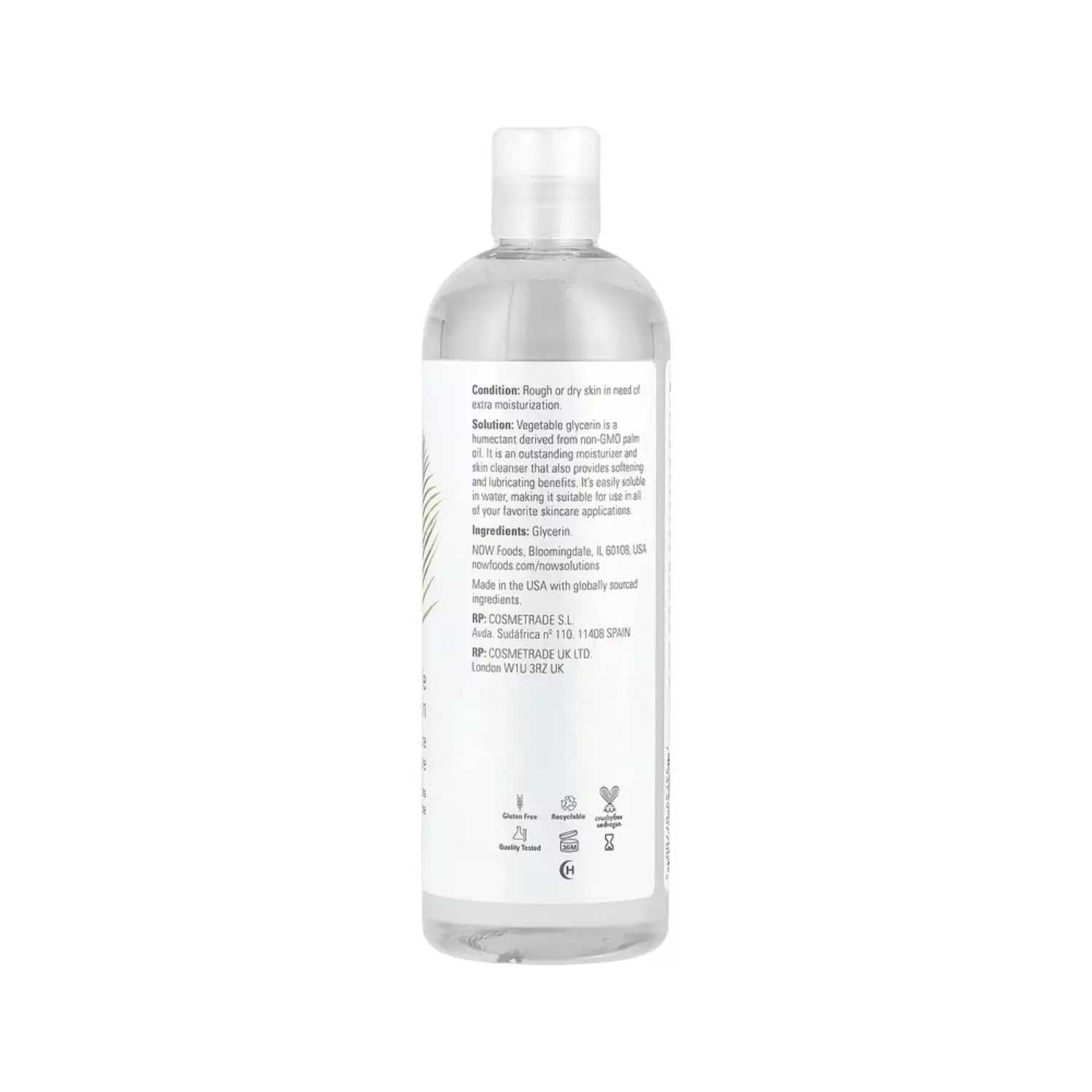 NOW FOODS NOW SOLUTIONS GLICERINA VEGETAL 473 ML SFN
