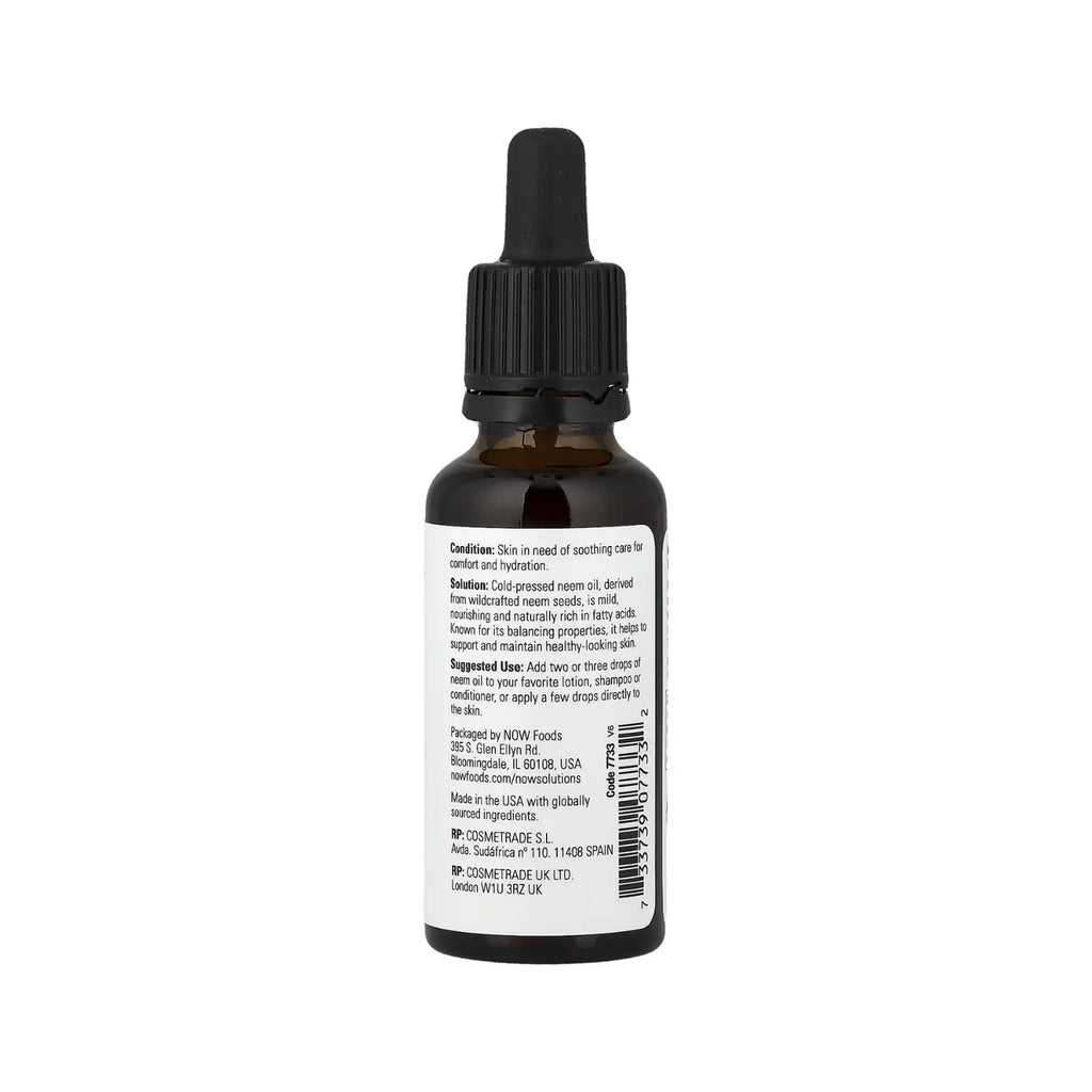 NOW FOODS, SOLUTIONS, ACEITE DE NIM 100% PURO, 30 ML SFN