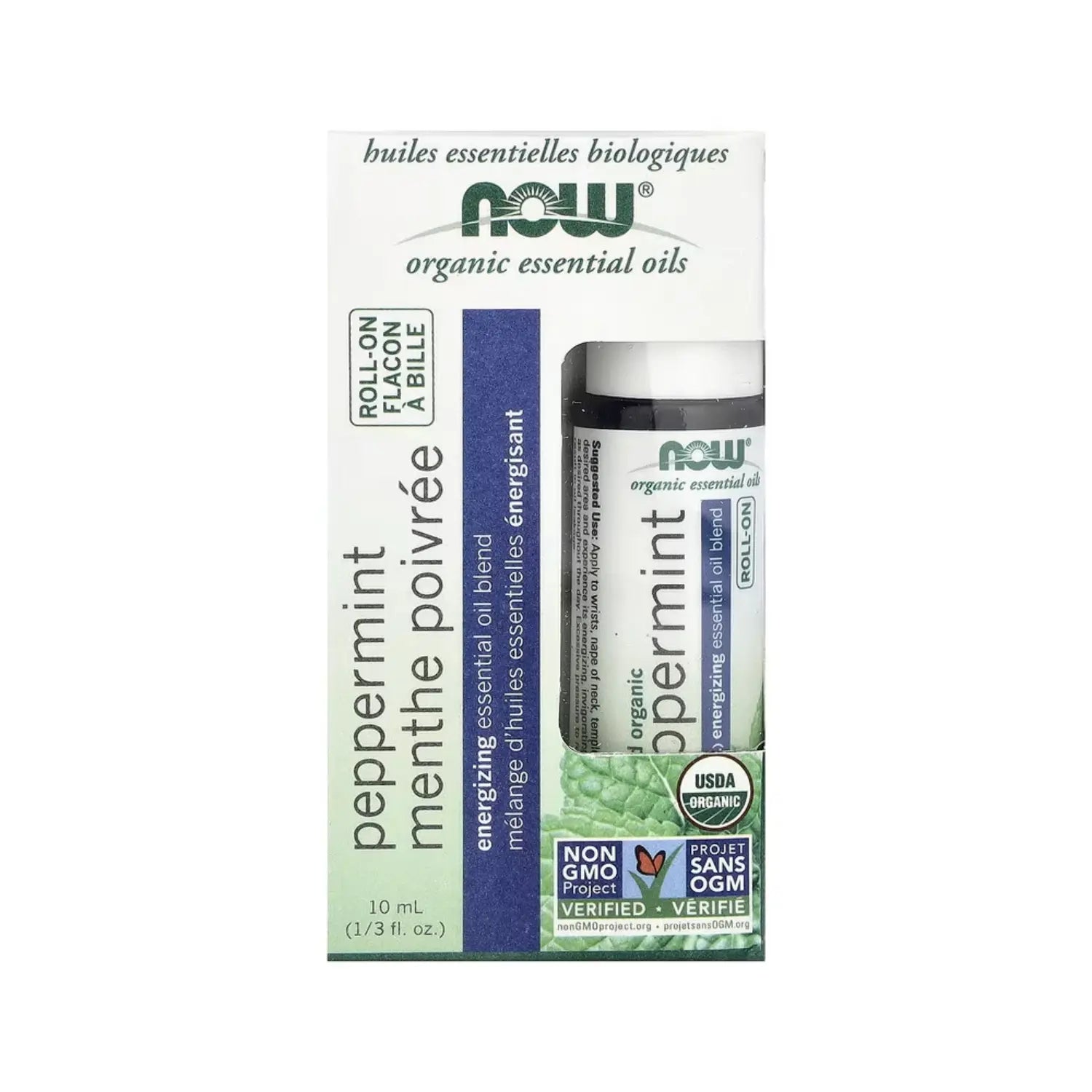 NOW Foods, Roll-on de menta orgánica certificada, 10 ml (1/3 oz. Líq.)