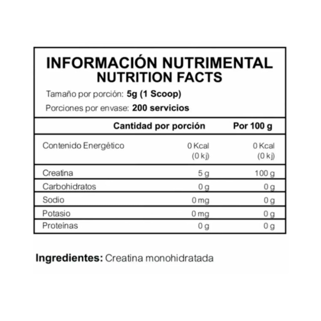 Redline Creatina Monohidratada Crimson Bulk 200 Servicios Sfn Sabor Natural