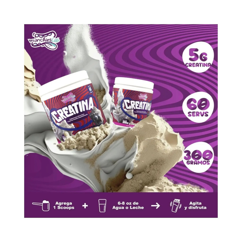 Munchieslab Creatina Monohidratada 60 Servicios Sfn (SIN SABOR)