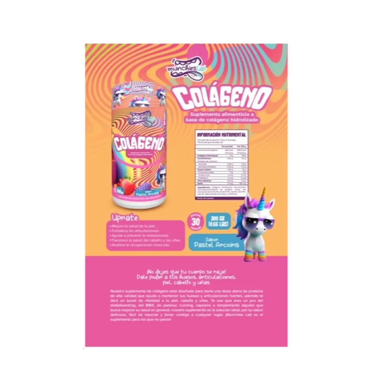 Munchieslab Colageno Hidrolizado 30 Servicios Sfn Pastel Arcoiris