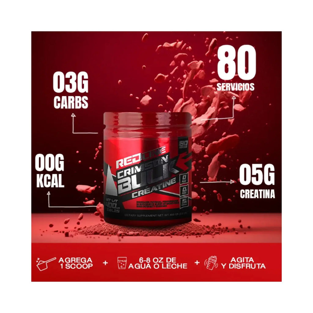 Redline Creatina Crimson Bulk  80 Servicios Sfn Sabor Natural