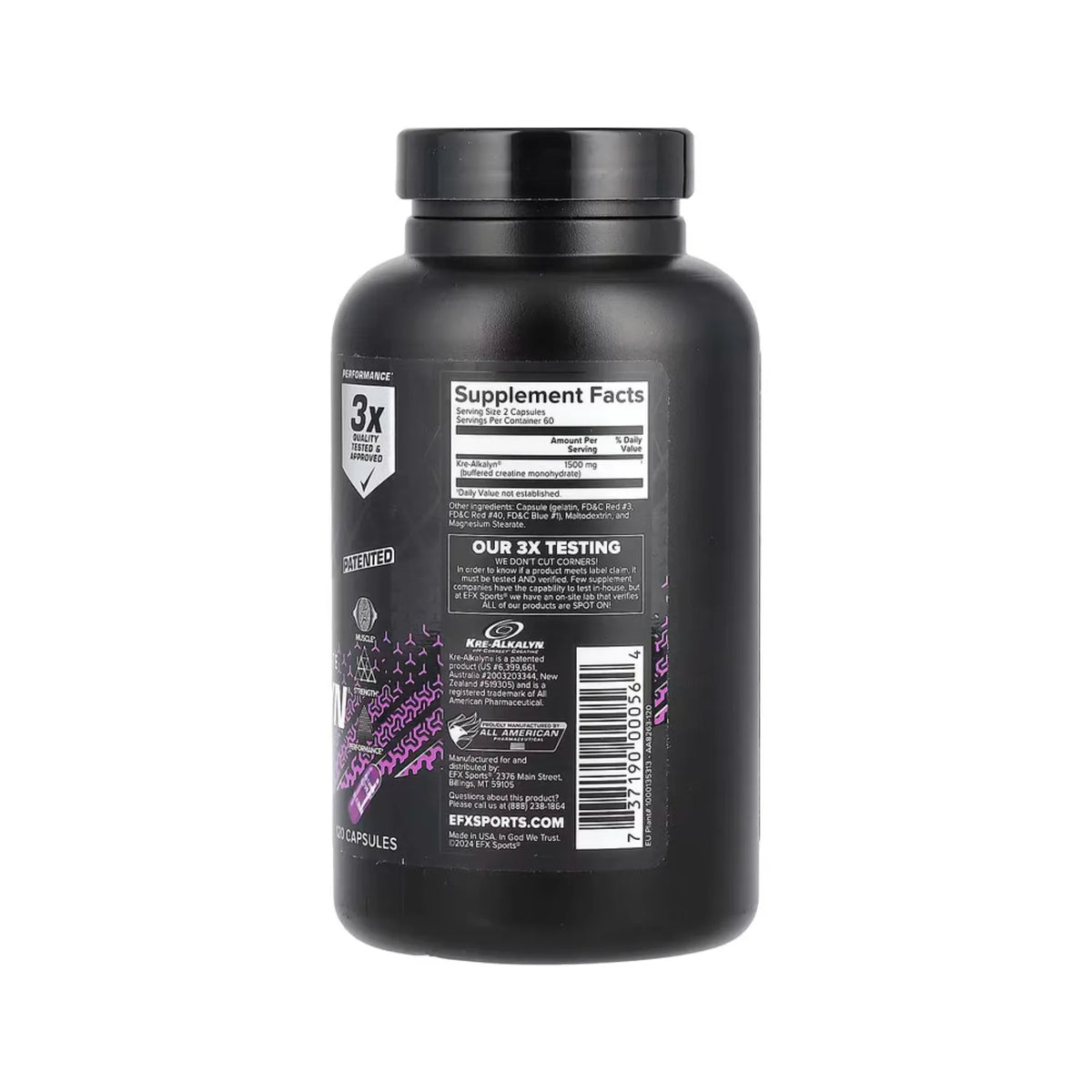 EFX Sports Kre-Alkalyn® 120 cápsulas 750 mg por Cápsula