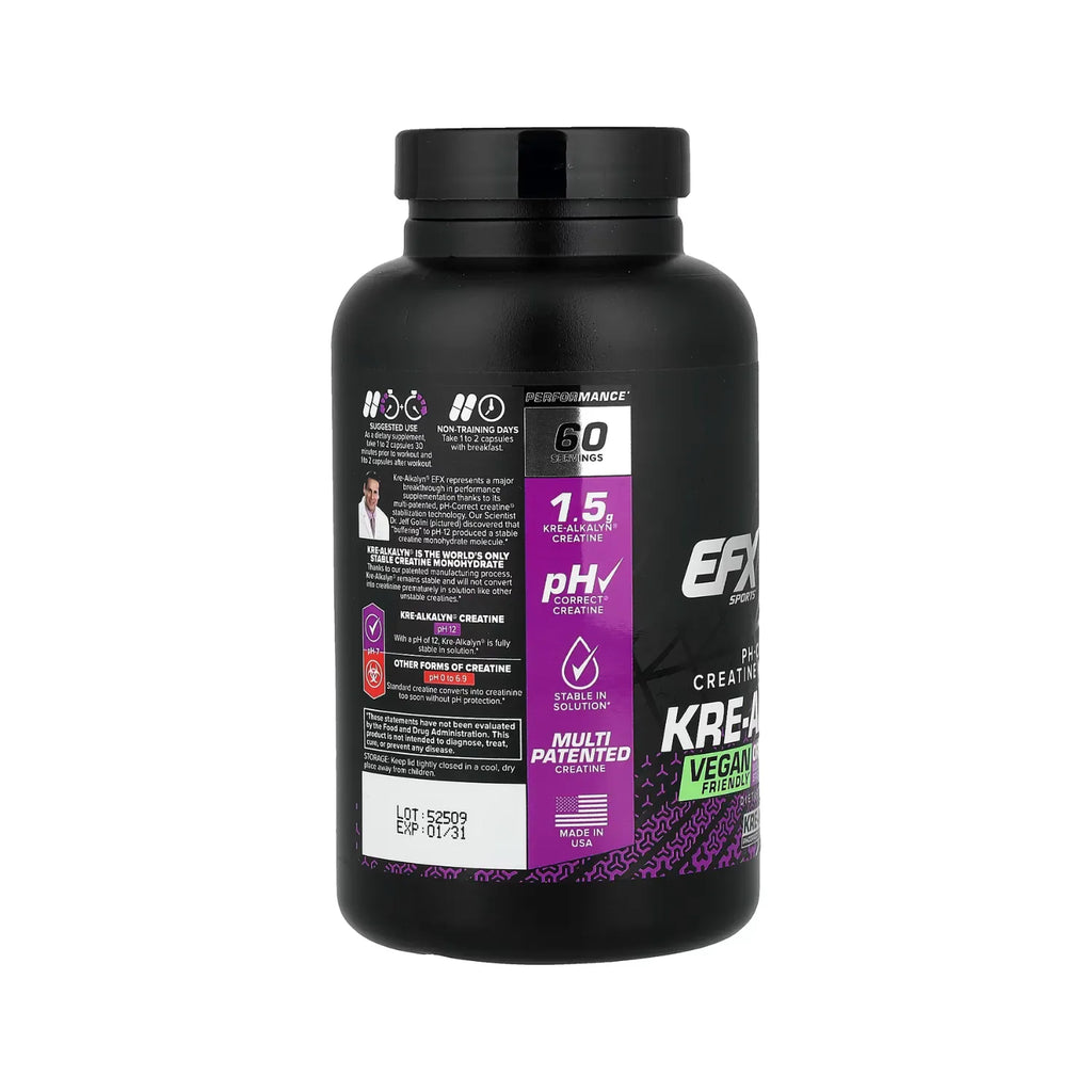 EFX Sports, Kre-Alkalyn®, 120 cápsulas vegetales (750 mg por cápsula)