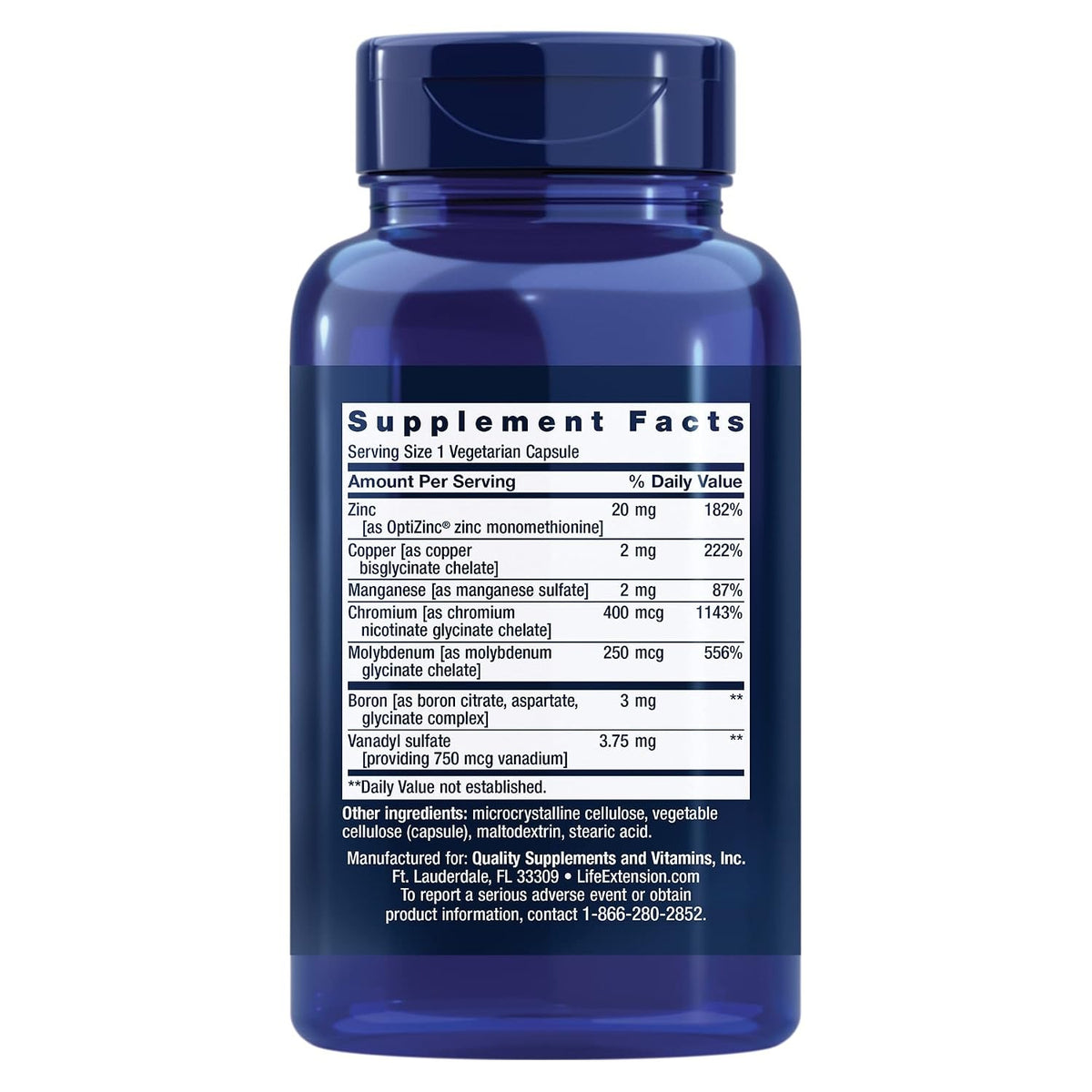 Life Extension Only Trace Minerals 90 Cápsulas Vegetales