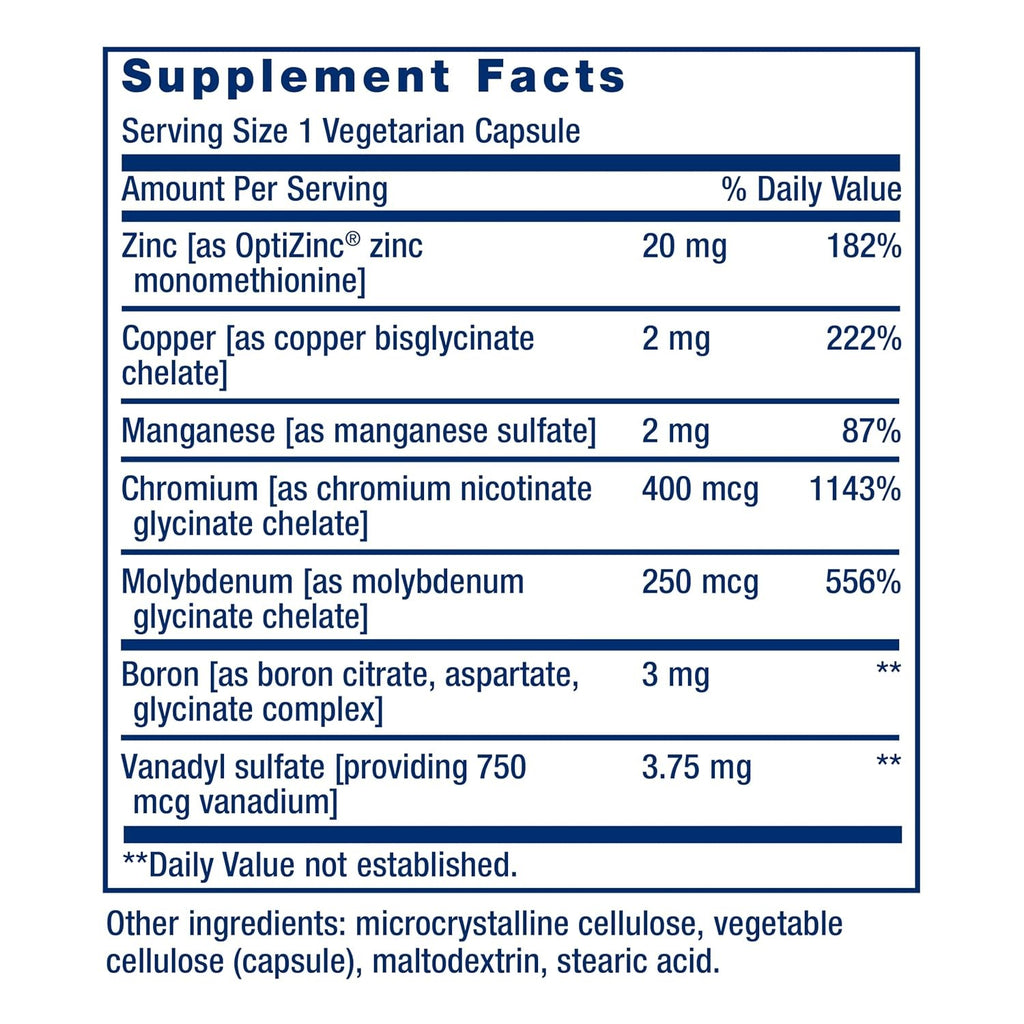 Life Extension Only Trace Minerals 90 Cápsulas Vegetales