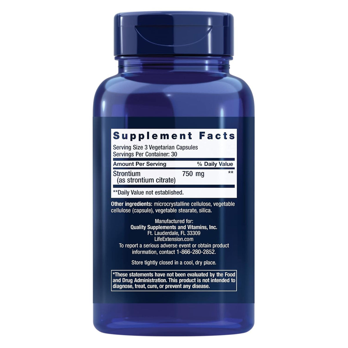Life Extension Estroncio 750 mg 90 Cápsulas Vegetales