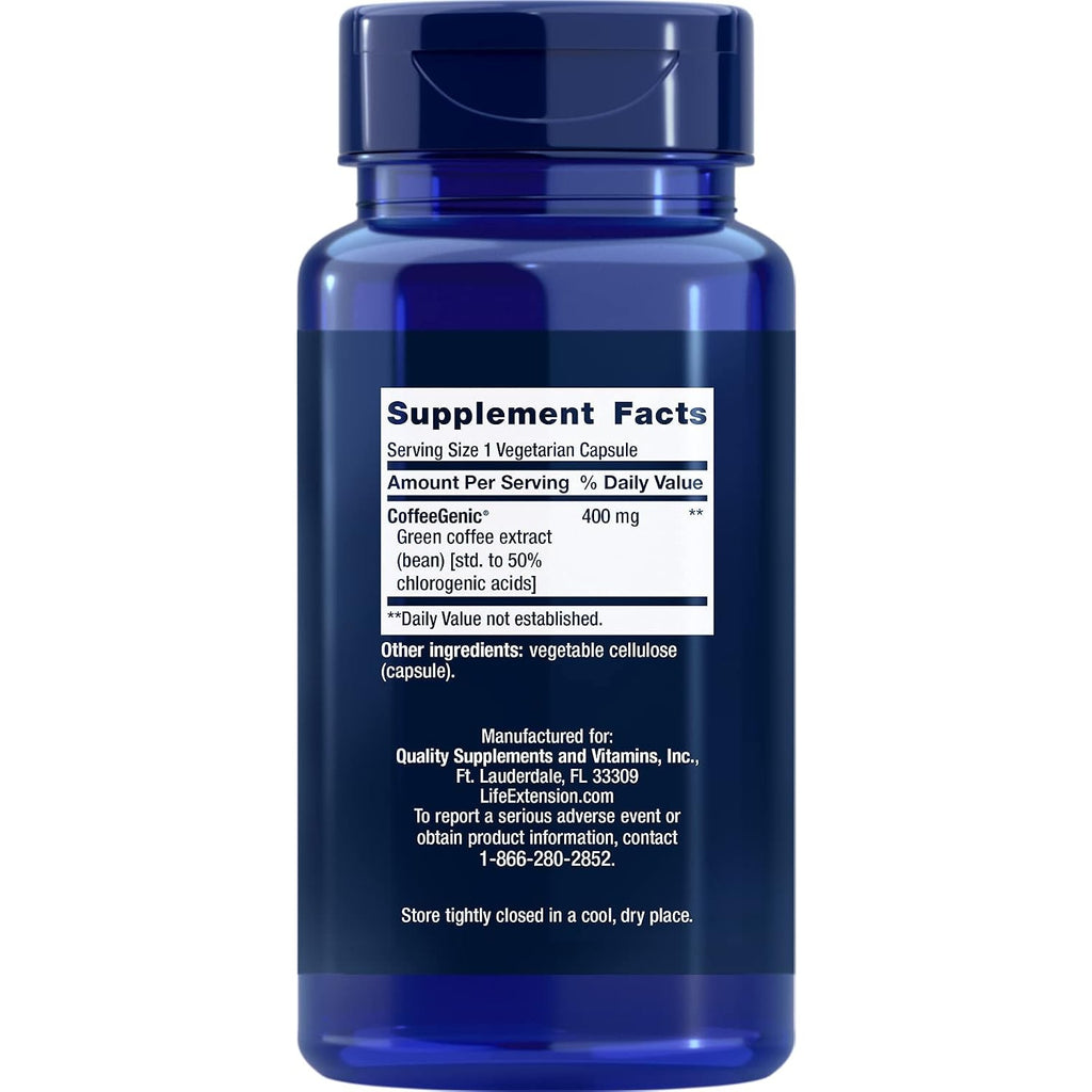 Life Extension CoffeeGenic Extracto de Café Verde 400 mg 90 Cápsulas Vegetales
