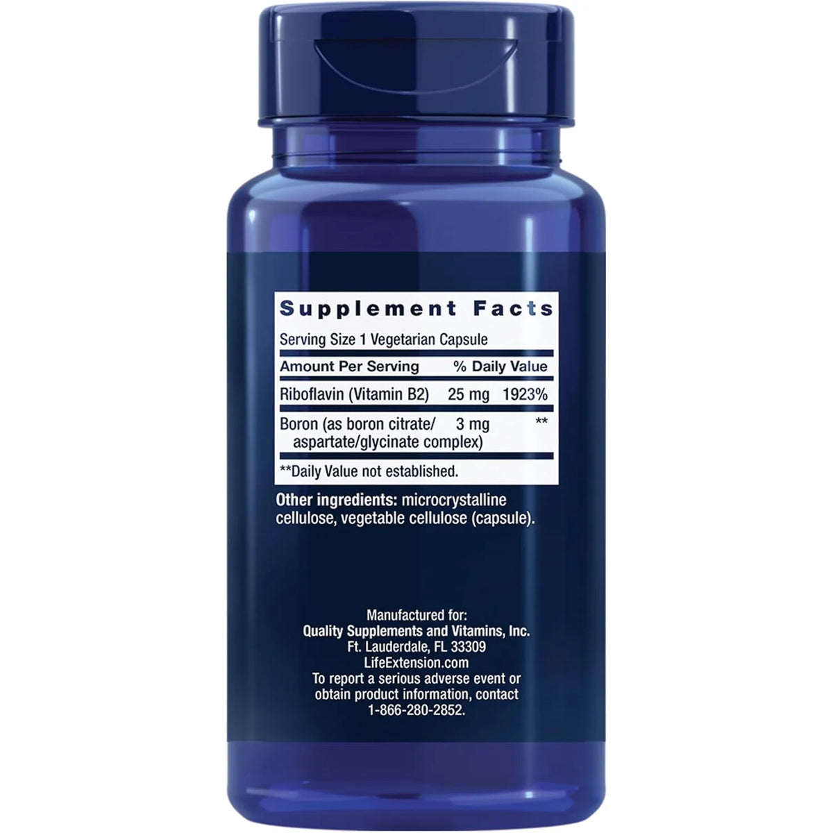 Life Extension Boron 3 mg con Vitamina B2 – 100 Cápsulas Vegetarianas