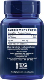 Life Extension - Cápsulas vegetarianas de glicina 1000 mg, 100 unidades