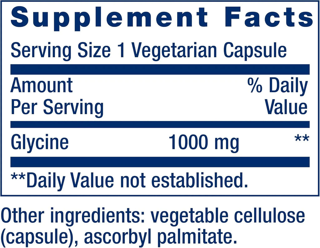 Life Extension - Cápsulas vegetarianas de glicina 1000 mg, 100 unidades
