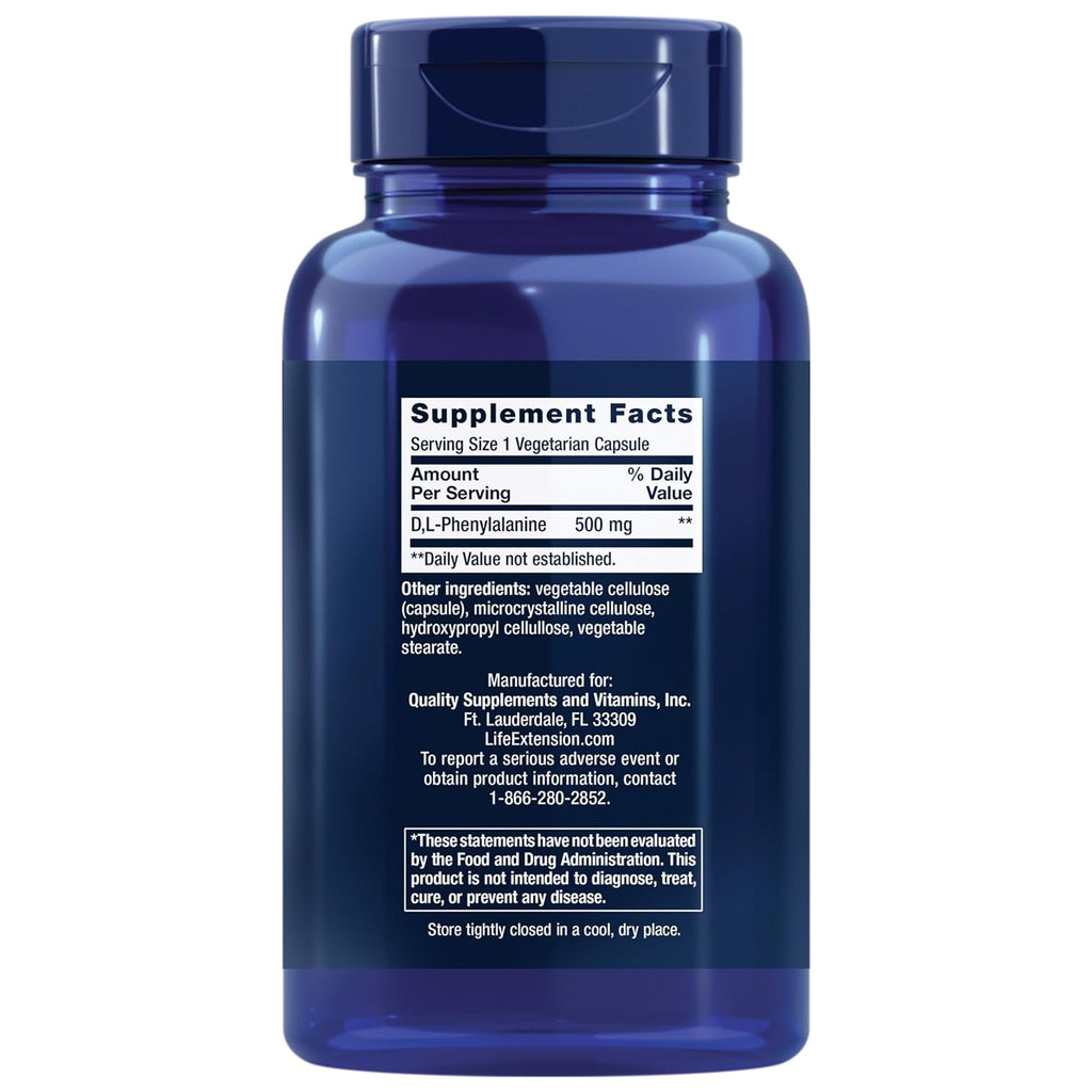 Life Extension D,L-Fenilalanina 500 mg 100 Cápsulas Vegetales