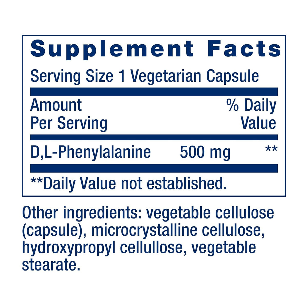 Life Extension D,L-Fenilalanina 500 mg 100 Cápsulas Vegetales