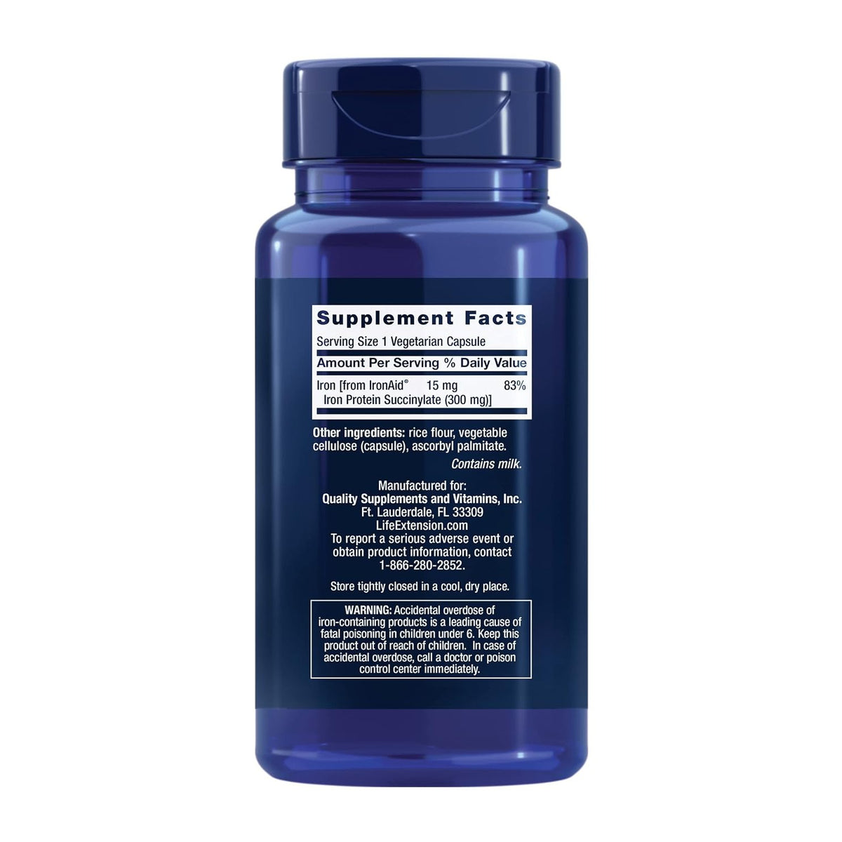 Life Extension Iron Protein Plus 300 mg 100 Cápsulas Vegetales