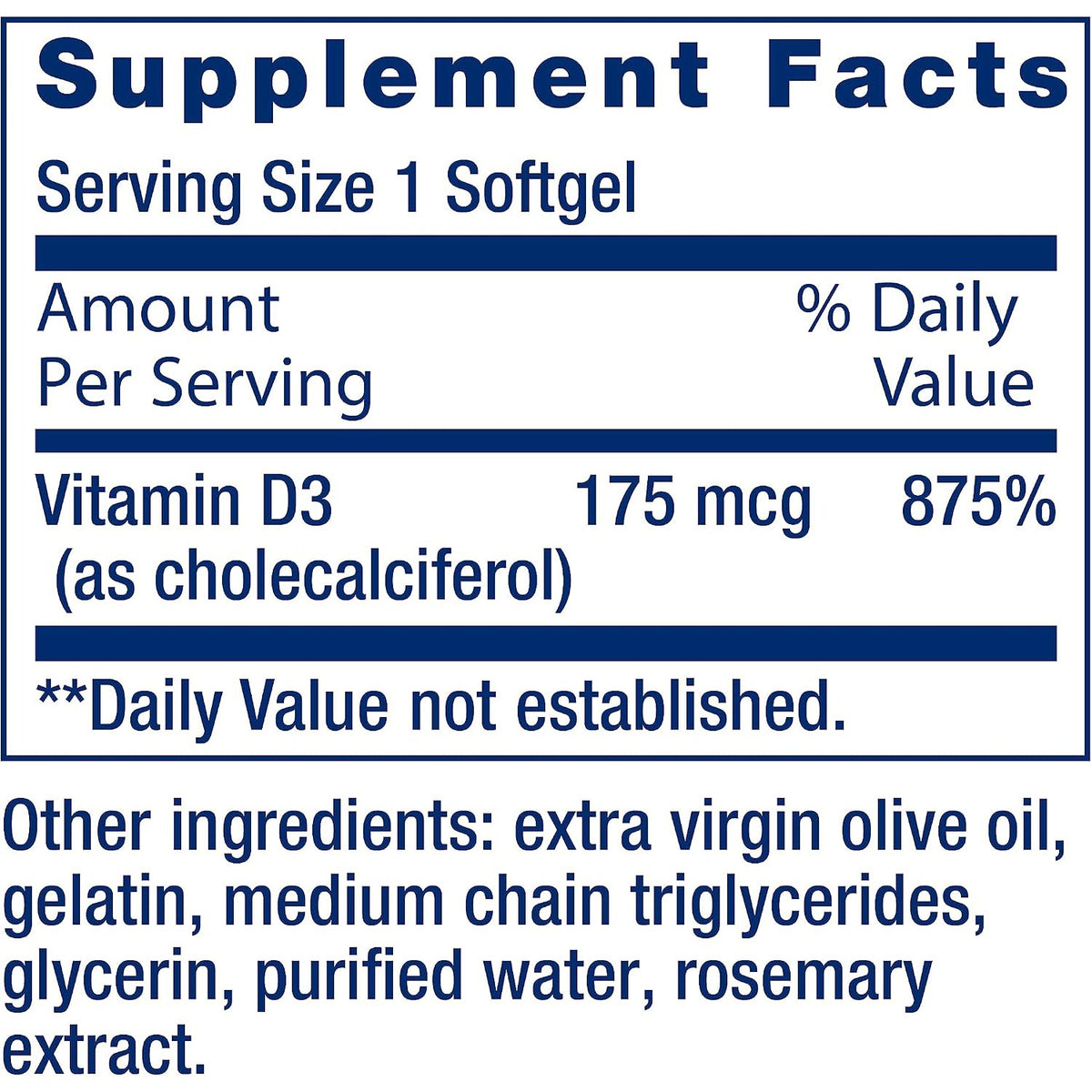 Life Extension Vitamina D3 175 mcg 60 Cápsulas Blandas
