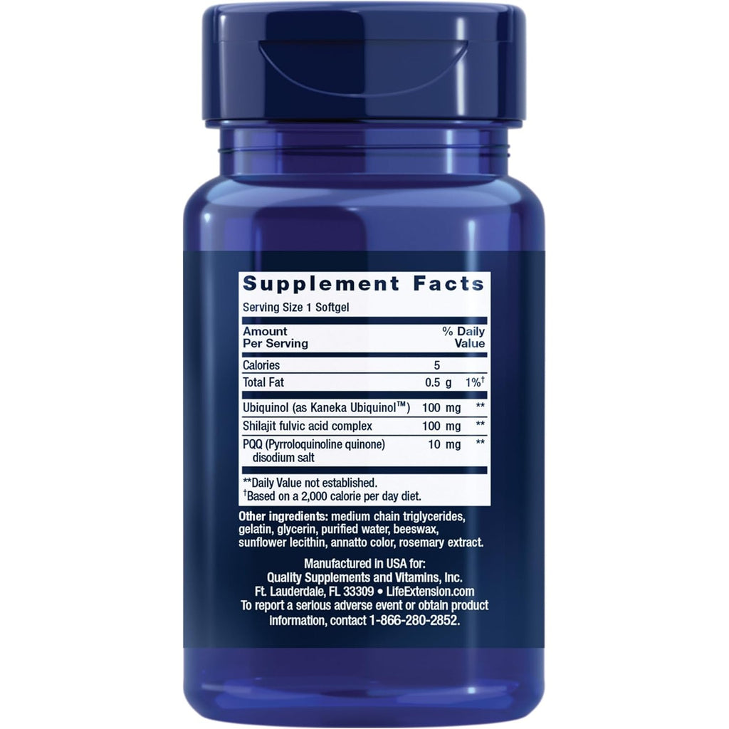 Life Extension Super Ubiquinol CoQ10 con PQQ 100 mg 30 Cápsulas Blandas