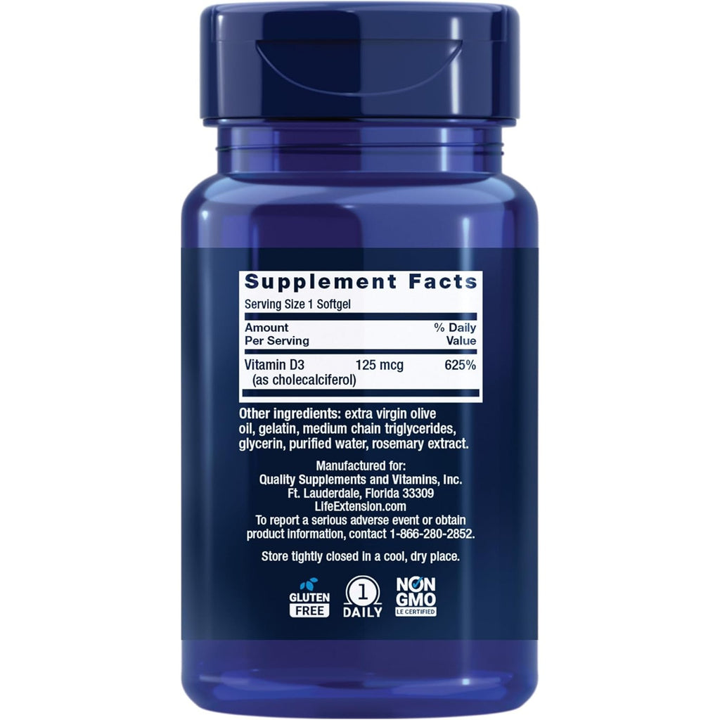 Life Extension Vitamina D3 25 mcg 90 Cápsulas Blandas