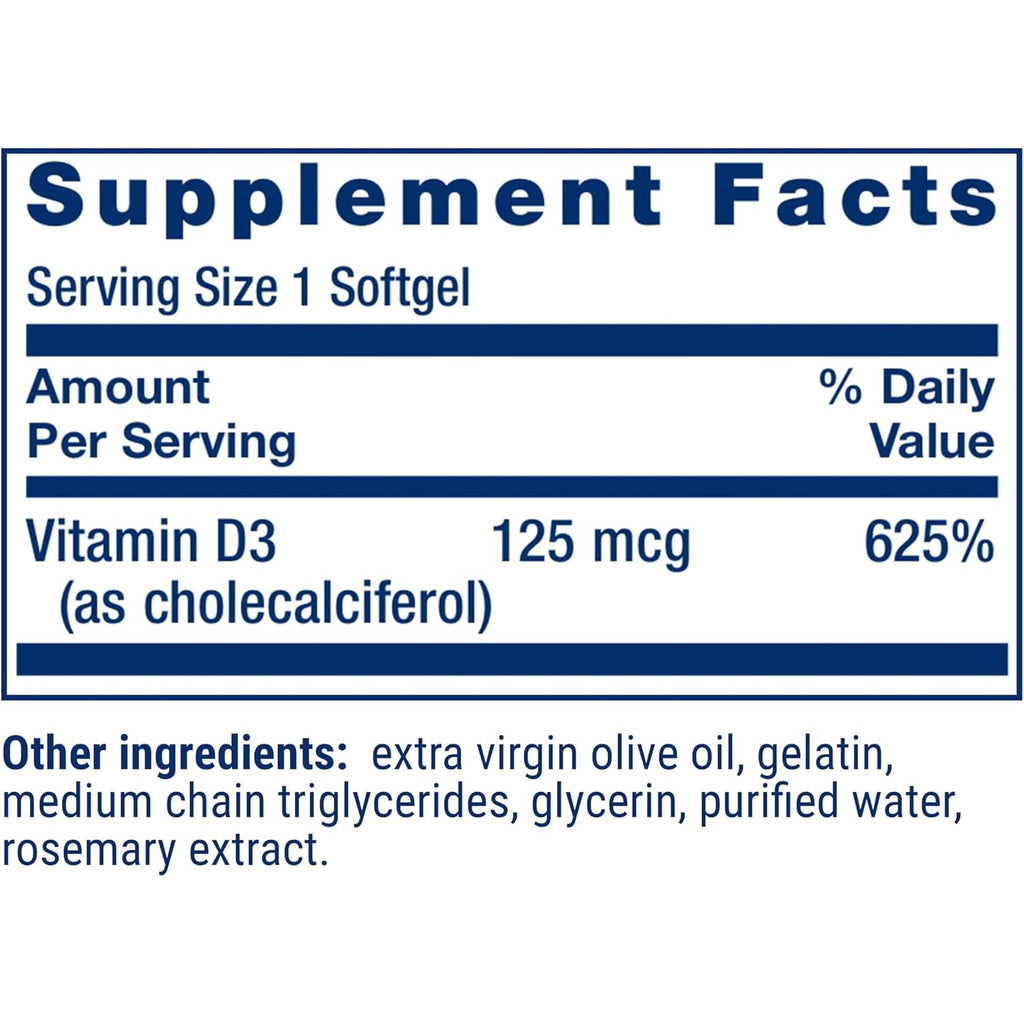 Life Extension Vitamina D3 25 mcg 90 Cápsulas Blandas