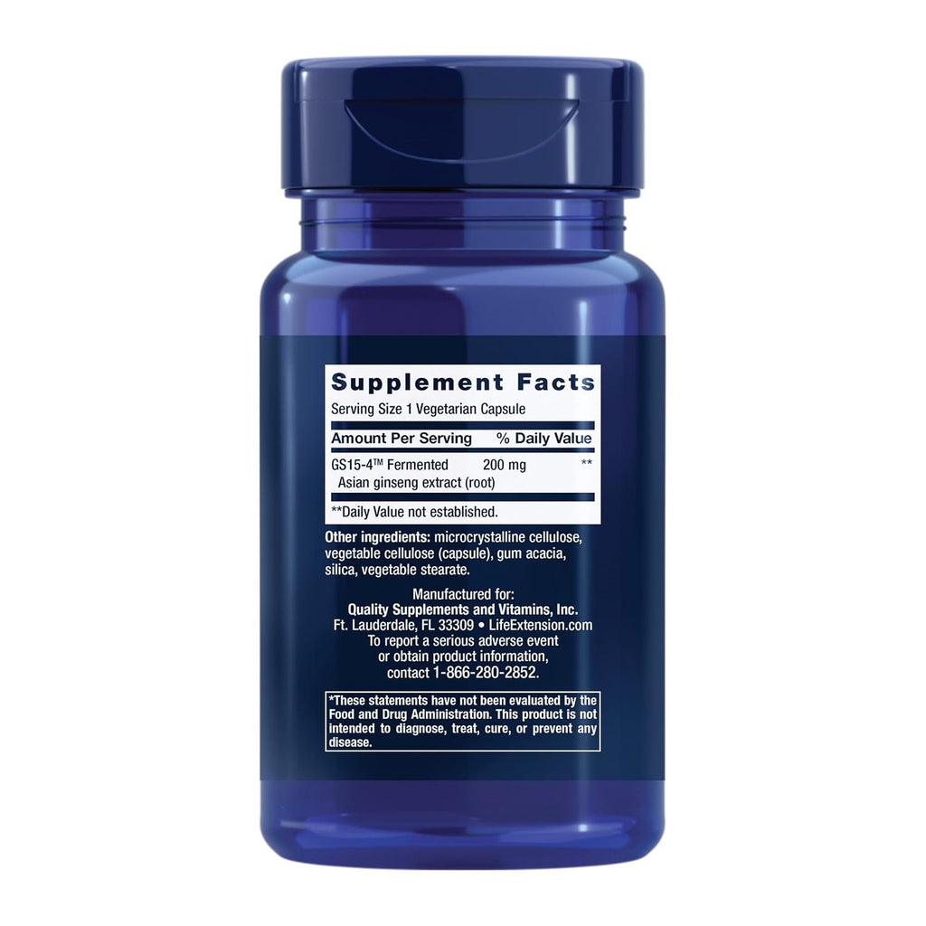 Life Extension Ginseng Energy Boost 200 mg 30 Cápsulas Vegetales