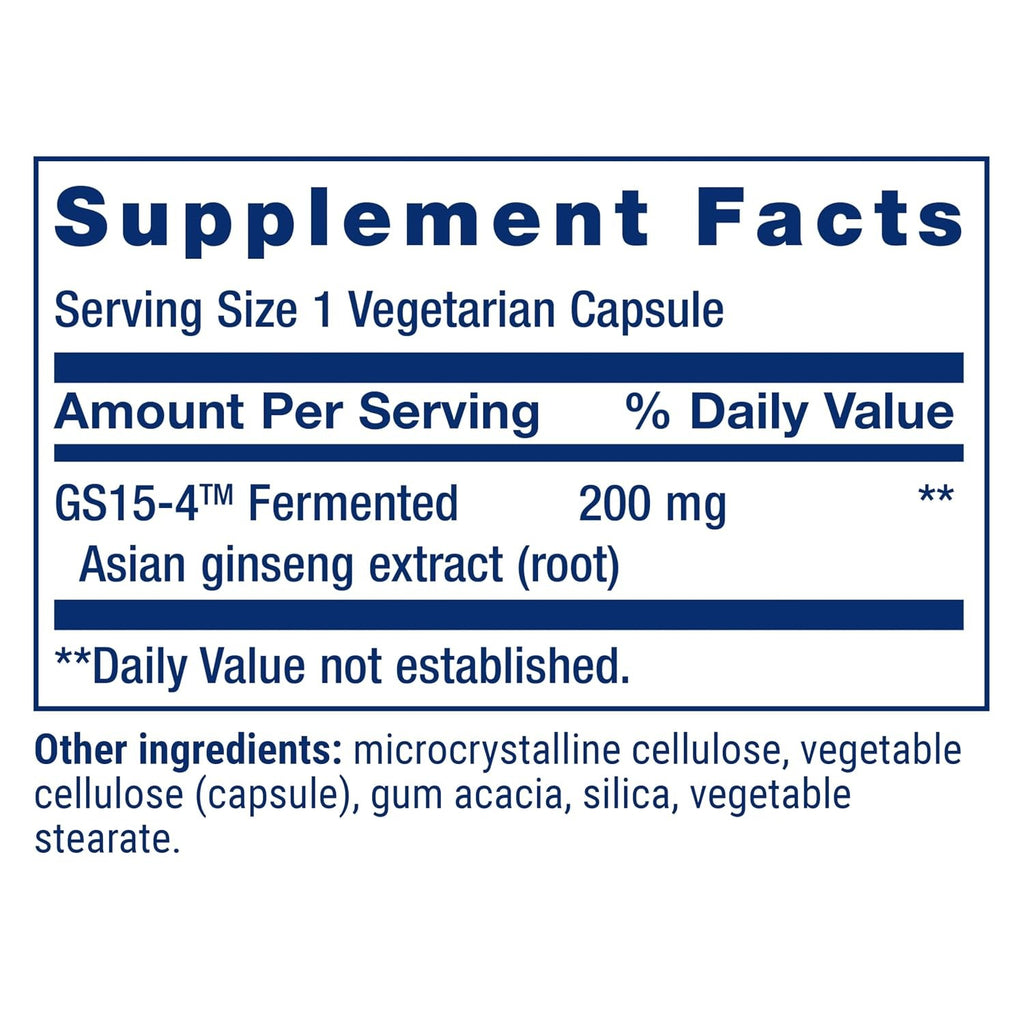 Life Extension Ginseng Energy Boost 200 mg 30 Cápsulas Vegetales