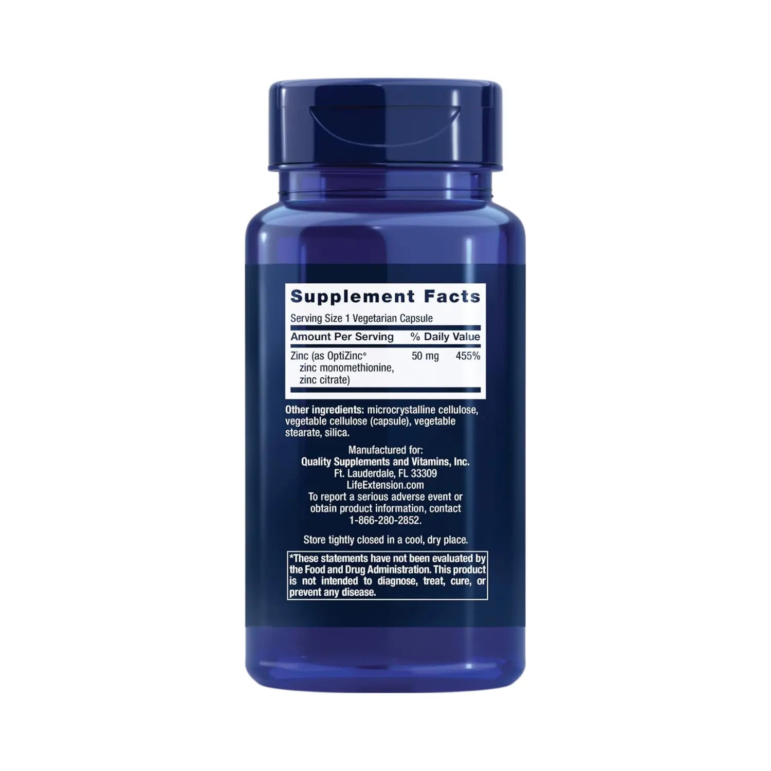 LIFE EXTENSION ZINC 50 MG, 90 VEGCAPS SFN