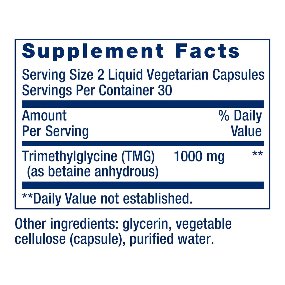 Life Extension TMG Trimetilglicina 500 mg 60 Cápsulas Vegetales Líquidas