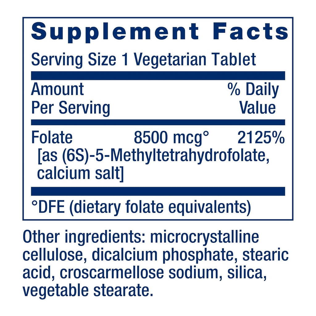 Life Extension Folato Alta Potencia Optimizado 8500 mcg 30 Tabletas Vegetales