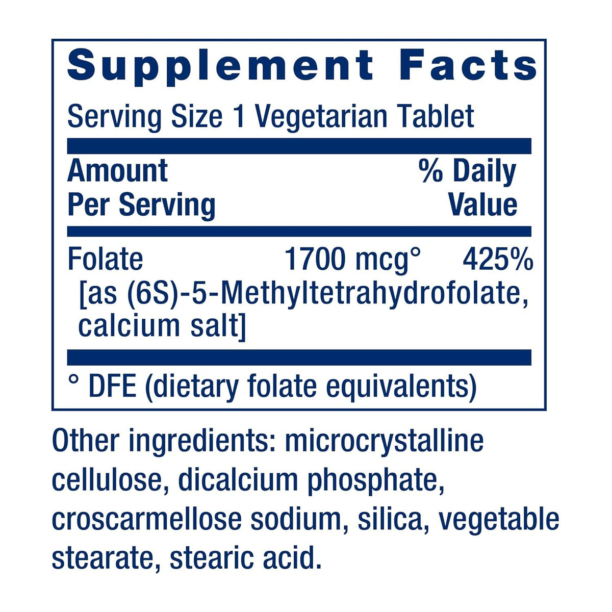 Life Extension Folato Optimizado L-Metilfolato 1700 mcg DFE 100 Tabletas