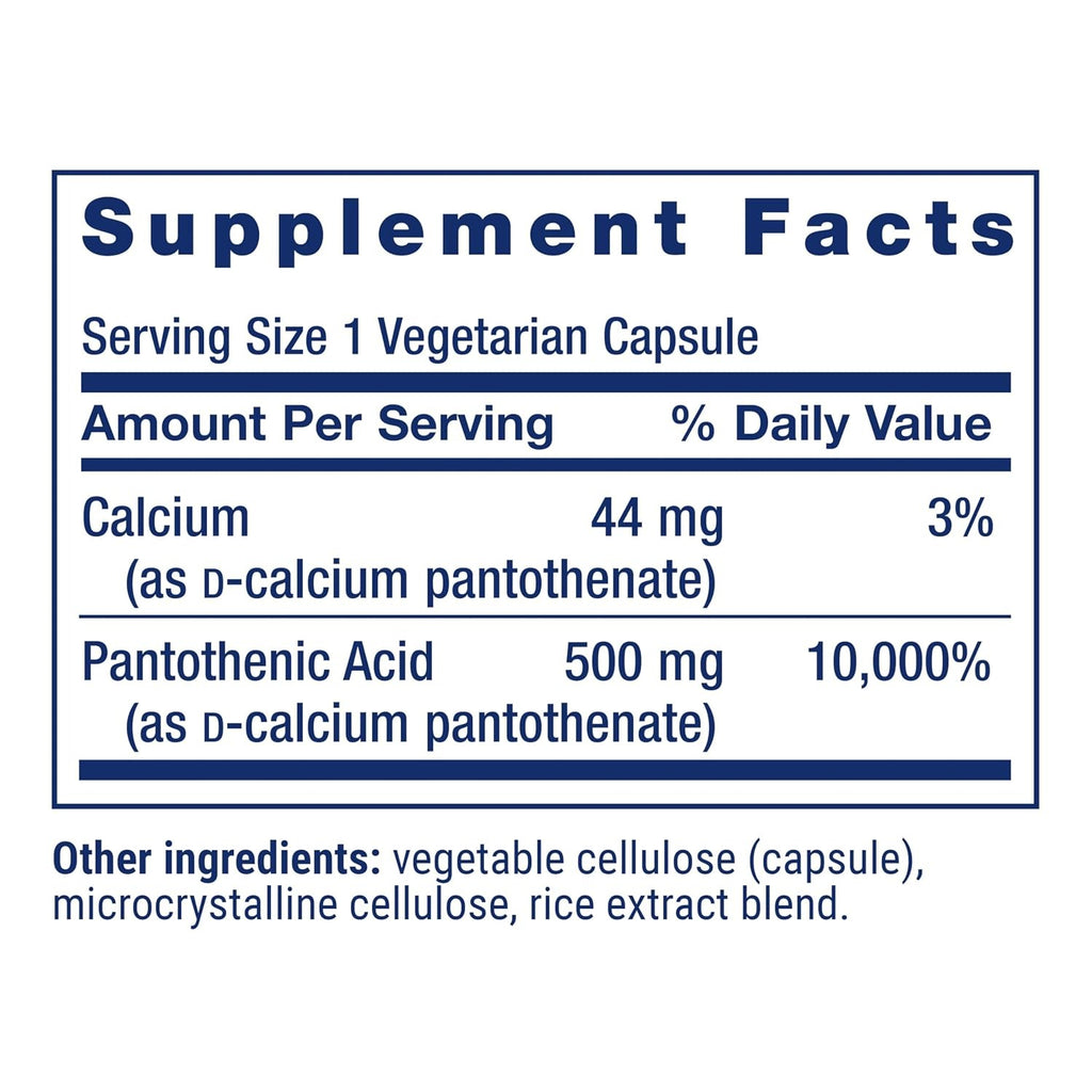 Life Extension Ácido Pantoténico 500 mg 100 Cápsulas Vegetales