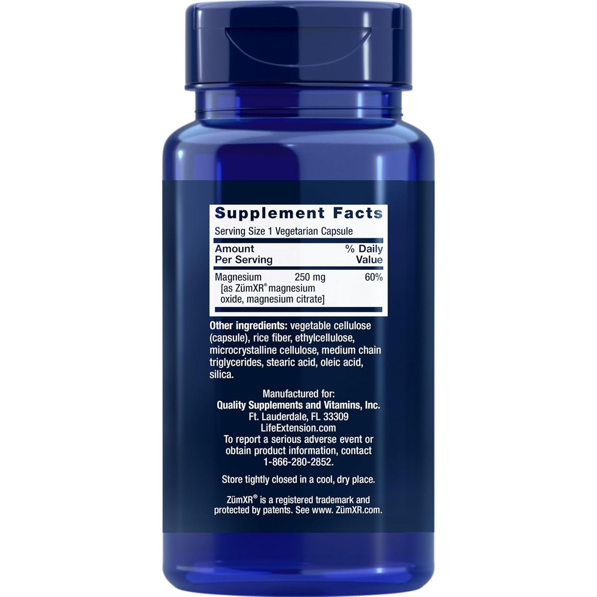 Life Extension Magnesio de Liberación Prolongada 250 mg 60 Cápsulas Vegetales