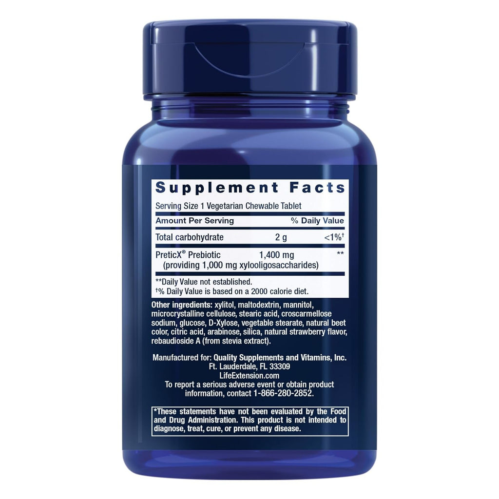 Life Extension Florassist Prebiótico 60 Tabletas Masticables Fresa