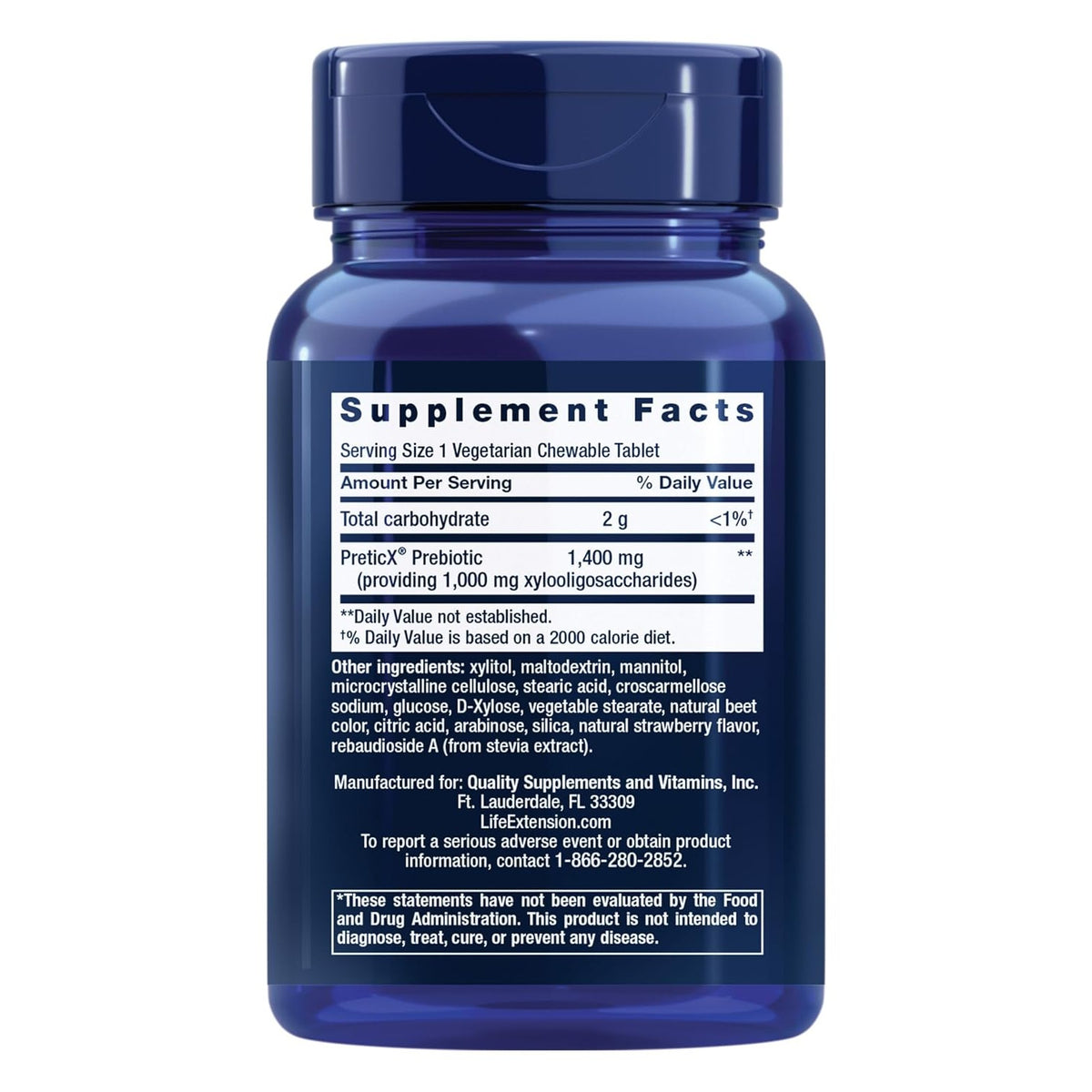Life Extension Florassist Prebiótico 60 Tabletas Masticables Fresa