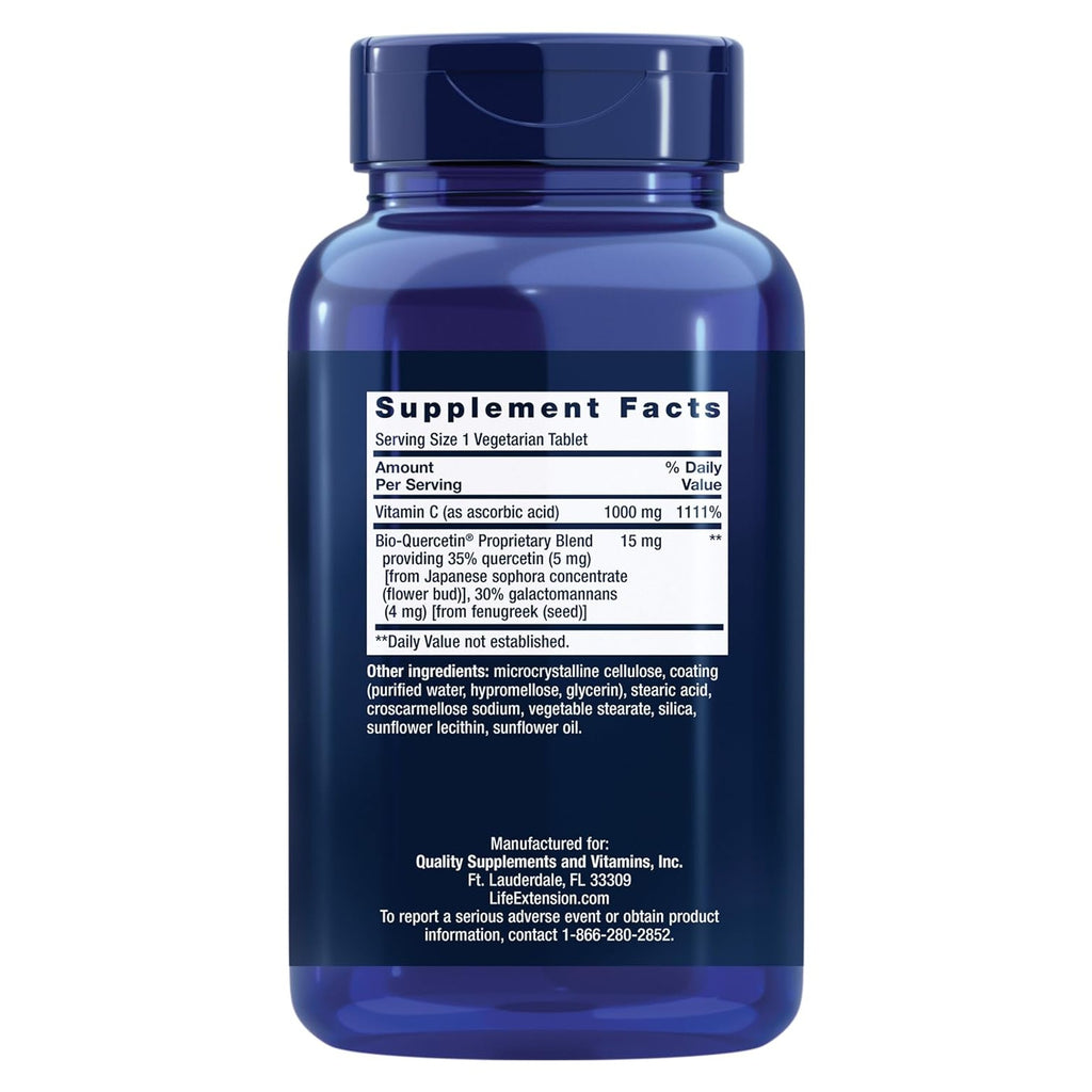 Life Extension Vitamina C y Bio-Quercetin 1000 mg 250 Tabletas Vegetales