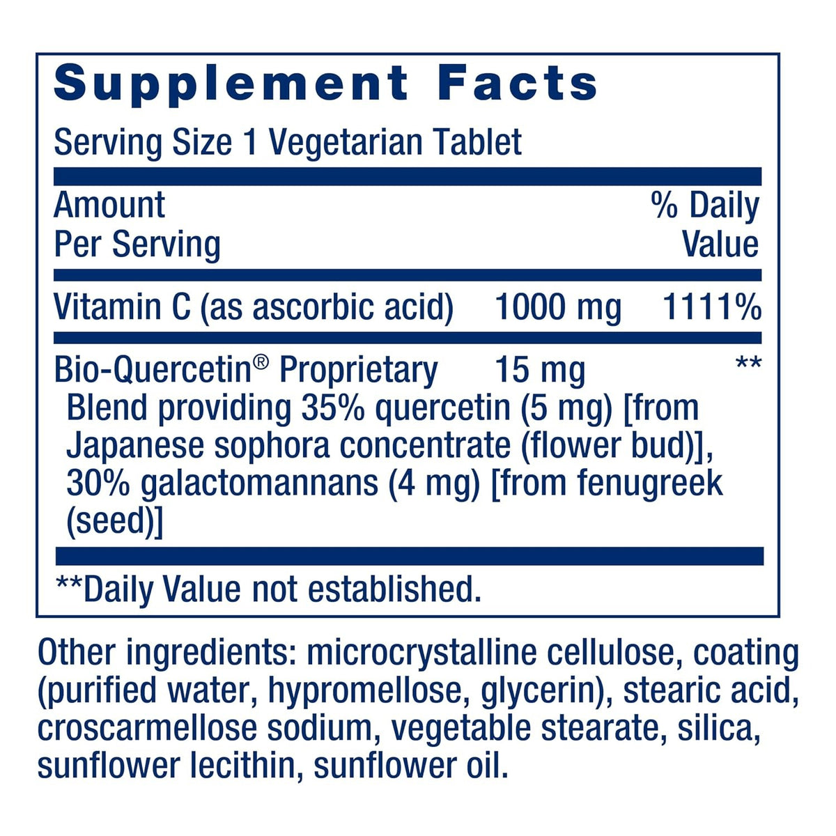 Life Extension Vitamina C y Bio-Quercetin 1000 mg 250 Tabletas Vegetales