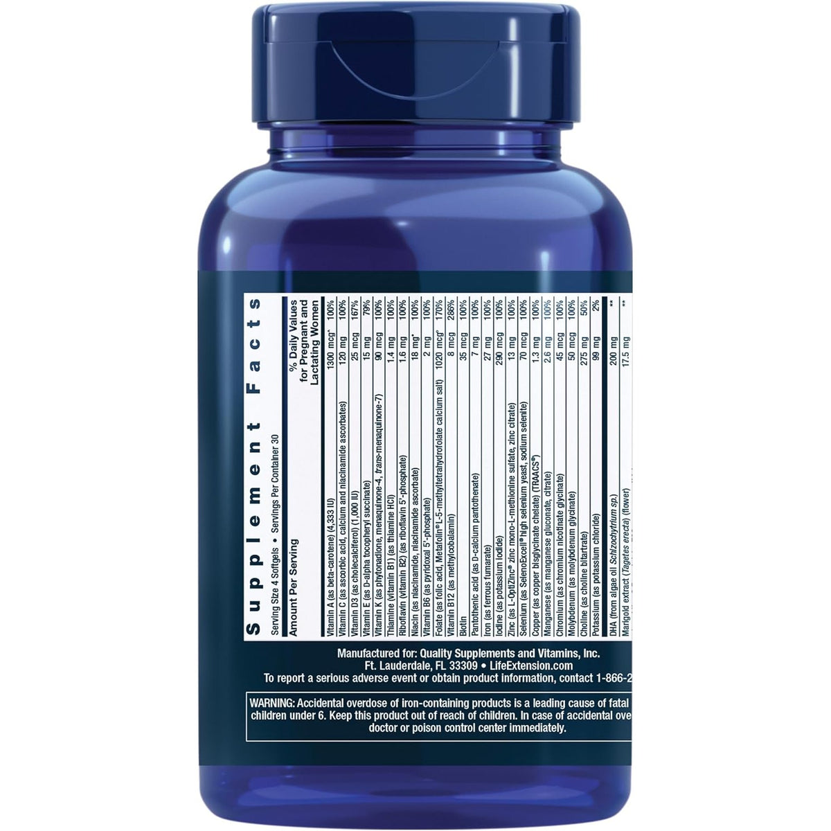Life Extension Prenatal 120 Cápsulas Blandas