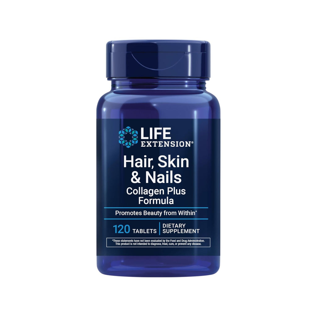 Life Extension Hair, Skin & Nails Collagen Plus Colágeno Verisol para Cabello, Piel y Uñas 120 Tabletas
